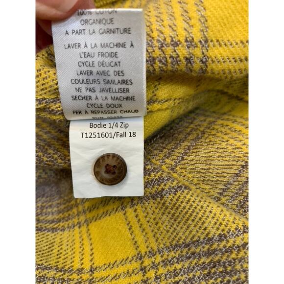 Toad & Co Shirt Bodie Women Size Small Yellow Gray Organic Cotton 1/4 Zip - Picture 11 of 12